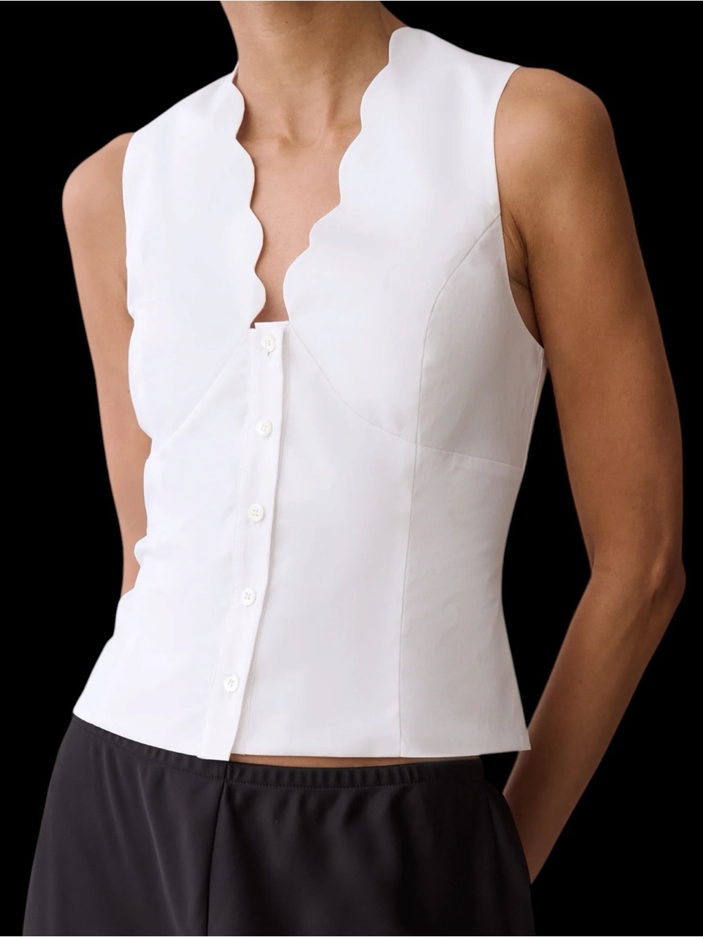 Few Moda Kourt Mayci Cotton Top White Scallop Trim NWT